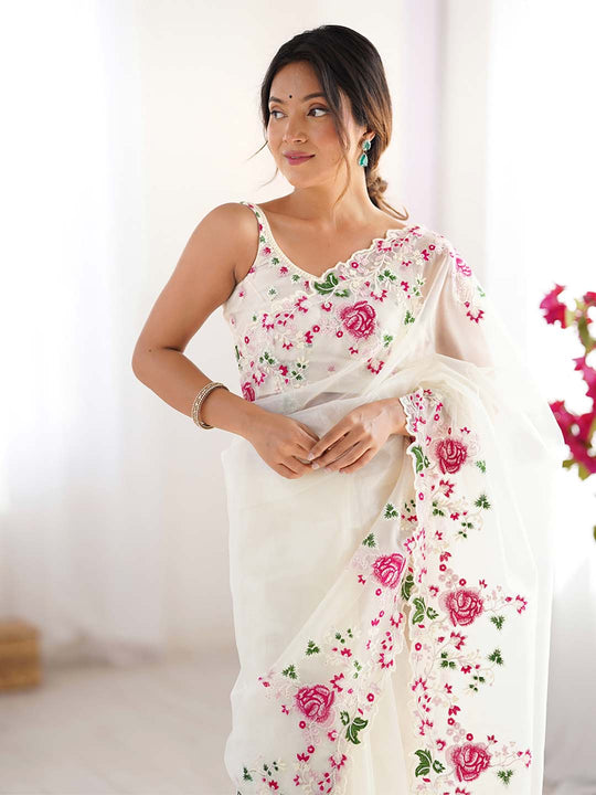 Twill Net Party Wear Saree With Blouse Piece