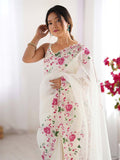 Twill Net Party Wear Saree With Blouse Piece