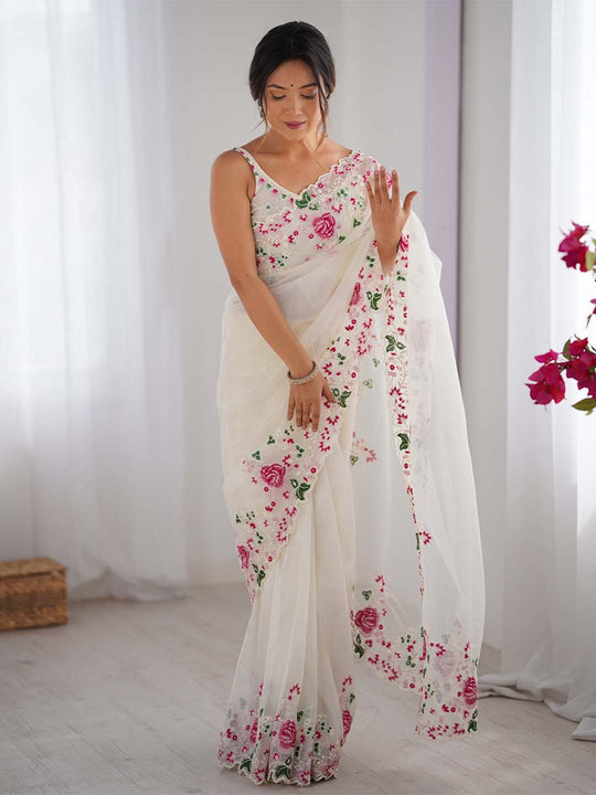 Twill Net Party Wear Saree With Blouse Piece