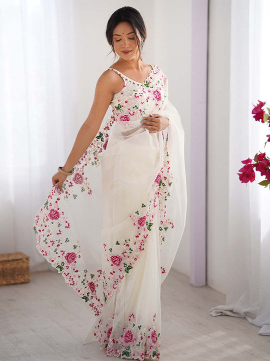 Twill Net Party Wear Saree With Blouse Piece