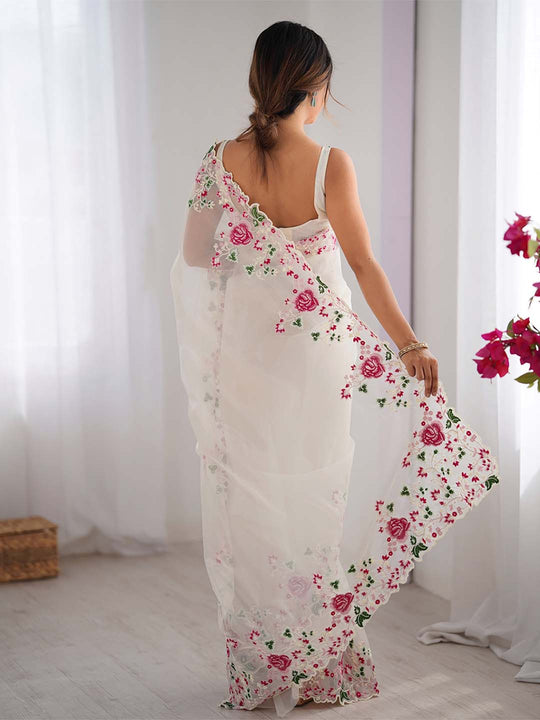 Twill Net Party Wear Saree With Blouse Piece