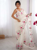 Twill Net Party Wear Saree With Blouse Piece