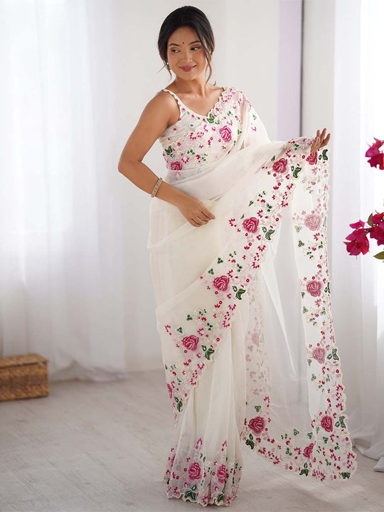 Twill Net Party Wear Saree With Blouse Piece