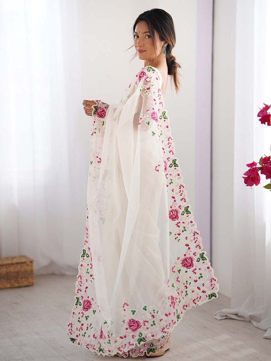 Twill Net Party Wear Saree With Blouse Piece