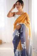 Multi Colour Crunchy Crush Pandding Dual Sequins Embroiderd Work Saree With Blouse Piece