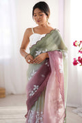 Multi Colour Crunchy Crush Pandding Dual Sequins Embroiderd Work Saree With Blouse Piece