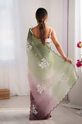 Multi Colour Crunchy Crush Pandding Dual Sequins Embroiderd Work Saree With Blouse Piece