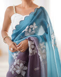 Multi Colour Crunchy Crush Pandding Dual Sequins Embroiderd Work Saree With Blouse Piece