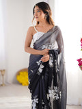 Jimmy Chu Chiffon Party Wear Saree With Blouse Piece