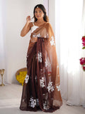 Jimmy Chu Chiffon Party Wear Saree With Blouse Piece