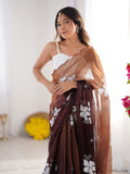 Jimmy Chu Chiffon Party Wear Saree With Blouse Piece