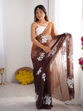 Jimmy Chu Chiffon Party Wear Saree With Blouse Piece