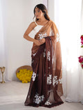 Jimmy Chu Chiffon Party Wear Saree With Blouse Piece