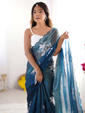 Jimmy Chu Chiffon Party Wear Saree With Blouse Piece