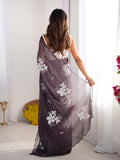 Jimmy Chu Chiffon Party Wear Saree With Blouse Piece