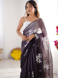 Jimmy Chu Chiffon Party Wear Saree With Blouse Piece