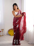 Jimmy Chu Chiffon Party Wear Saree With Blouse Piece