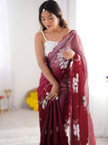 Jimmy Chu Chiffon Party Wear Saree With Blouse Piece