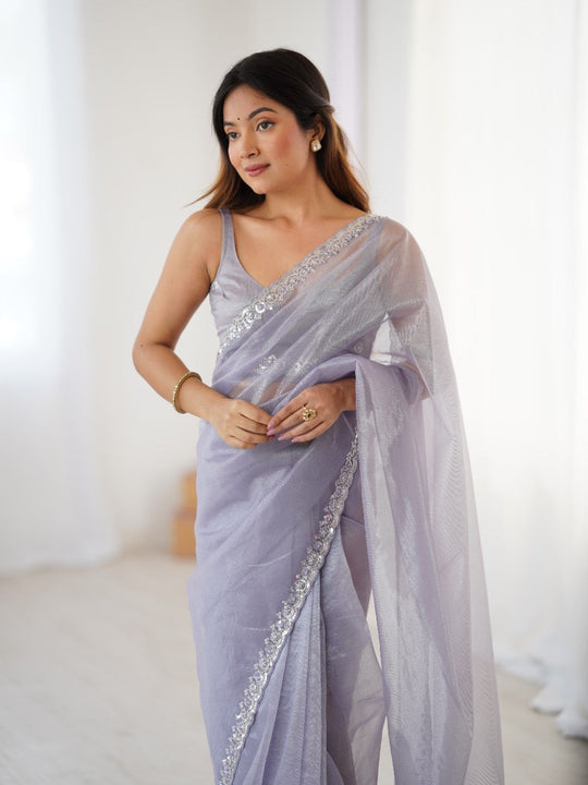 Twill Net Sequins And Moto And Cut dana Embroidered Work With Twill Net Blouse Piece