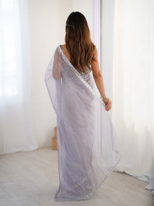 Twill Net Sequins And Moto And Cut dana Embroidered Work With Twill Net Blouse Piece