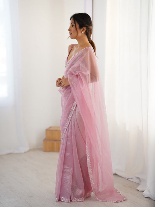 Twill Net Sequins And Moto And Cut dana Embroidered Work With Twill Net Blouse Piece