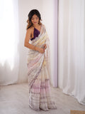 Multi Colour Nc Sattin Space Silk Arco Border Lace Saree With Blouse Piece