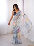 Multi Colour Nc Sattin Space Silk Arco Border Lace Saree With Blouse Piece