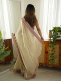 Chiku Jimmy Chu Sequins And Zari Embroidery Work Paired With Cording Sequins Lace Border Saree With Blouse Piece