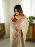 Chiku Jimmy Chu Sequins And Zari Embroidery Work Paired With Cording Sequins Lace Border Saree With Blouse Piece