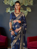 Navy Blue Banarasi Saree