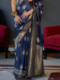 Navy Blue Banarasi Saree