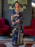 Navy Blue Banarasi Saree