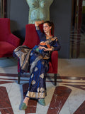 Navy Blue Banarasi Saree