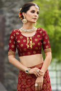 Dark Maroon Georgette Saree