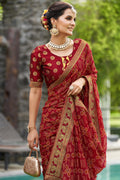 Dark Maroon Georgette Saree