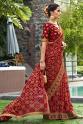 Dark Maroon Georgette Saree