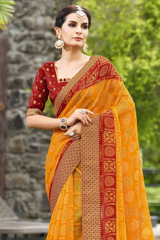 Turmeric Yellow Georgette Saree