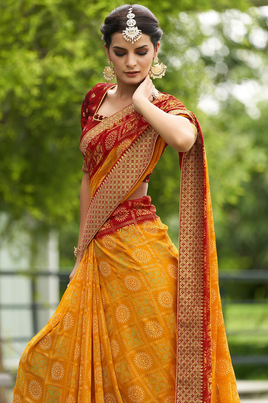 Turmeric Yellow Georgette Saree