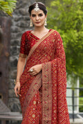 Taffy Red Georgette Saree