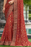 Taffy Red Georgette Saree