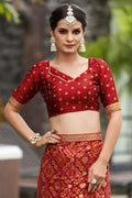 Taffy Red Georgette Saree