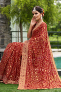 Taffy Red Georgette Saree