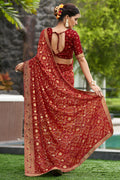 Taffy Red Georgette Saree