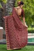 Dusky Wine Georgette Saree