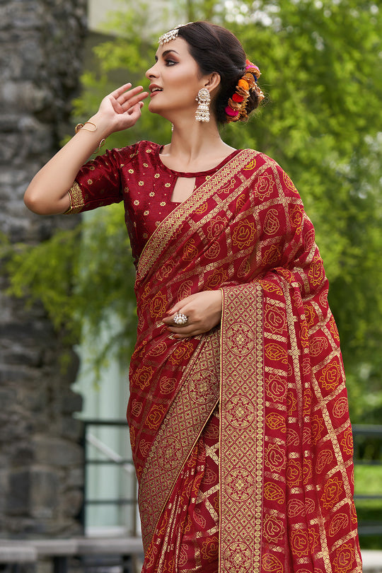 Dim Maroon Georgette Saree