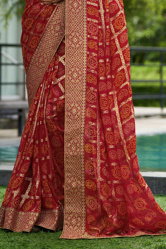 Dim Maroon Georgette Saree
