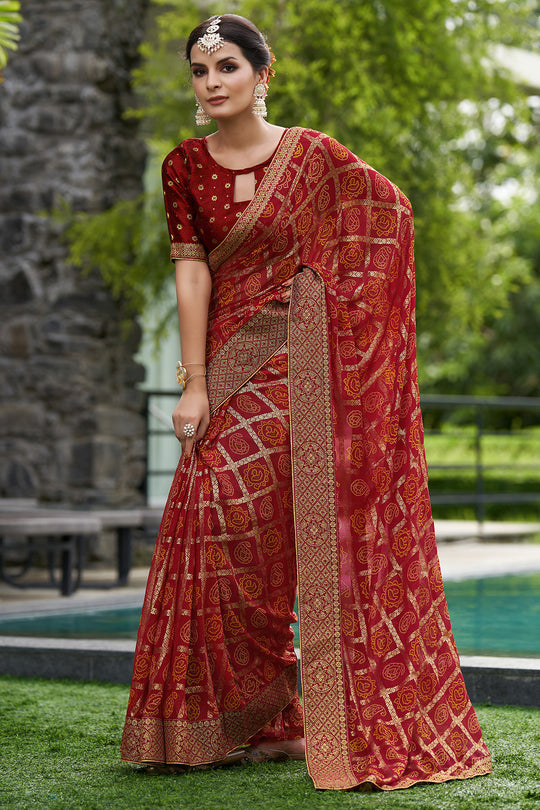 Dim Maroon Georgette Saree