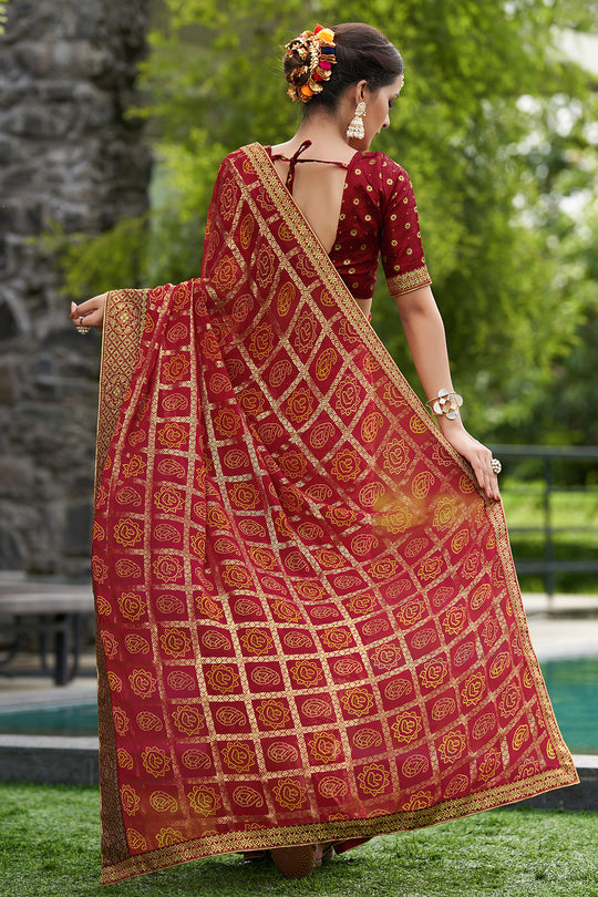 Dim Maroon Georgette Saree