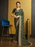 Green Georgette Daily Wear Saree With Blouse Piece