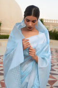 Powder Blue Linen Blend Saree